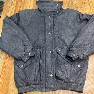 Vintage Skea Black Faux Suede Ski Jacket Coat Women's Size 6 Full Zip USA Made